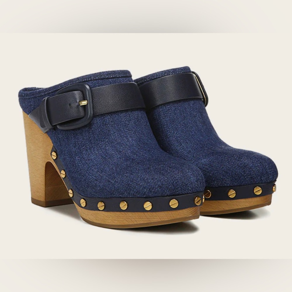 NIB VERONICA BEARD Dacey Denim Buckle Clogs - Size 6 & 7